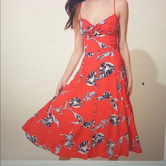 red floral tie front dress